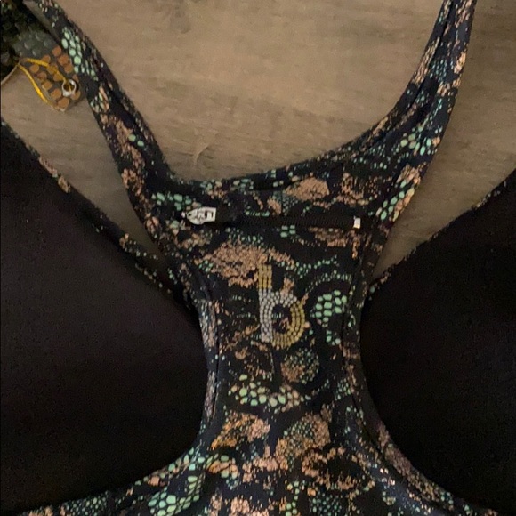 NWT Mint Lace Gold Metallic Zip Up Sports Bra - Picture 4 of 5